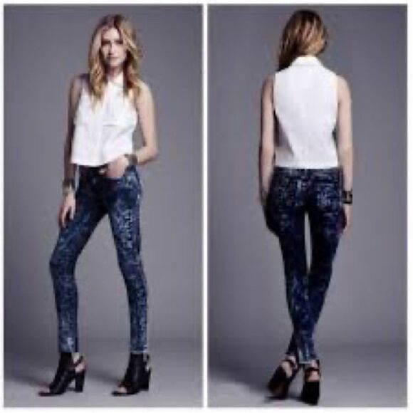 Rag & Bone Skinny Dark Acid Wash Jeans - Picture 3 of 10